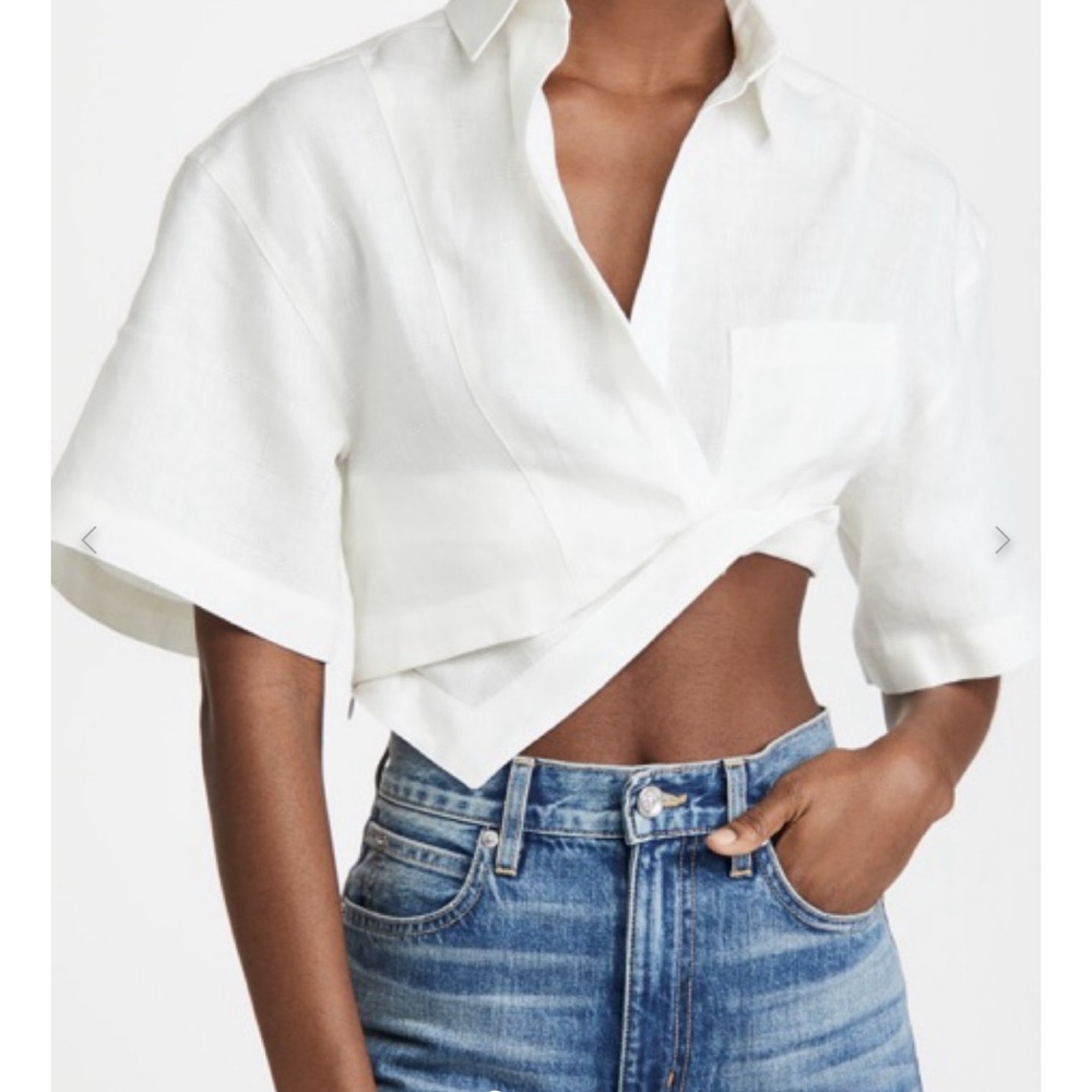 Jacquemus Capri Asymmetric Cropped Shirt White Size 34 Minimal Light Summer